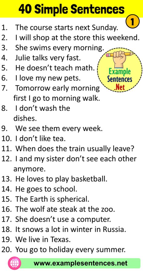 40 Simple Sentences Examples, 40 Example of Simple Sentence - Example ...