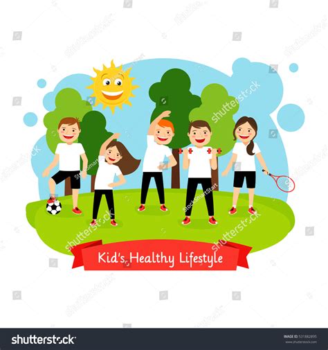 Kids Healthy Lifestyle Isolated Illustration Text Stock Vector (Royalty Free) 531882895