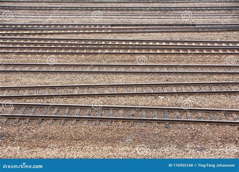 Parallel Tracks on Railway Yard Stock Photo - Image of metal, railway ...