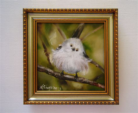 Funny Bird Art Original Painting Oil Small Painting in Frame | Etsy