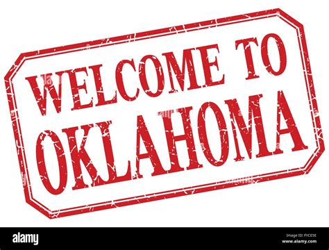 Oklahoma - welcome red vintage isolated label Stock Vector Image & Art ...