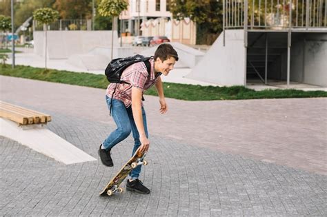 Free Photo | Preparing to ride skateboard