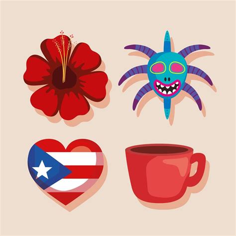 puerto rico culture icons 5175740 Vector Art at Vecteezy