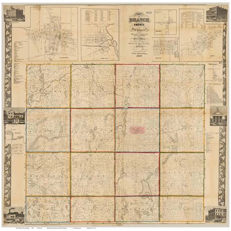 Branch County Michigan 1858 - Old Map Reprint - OLD MAPS