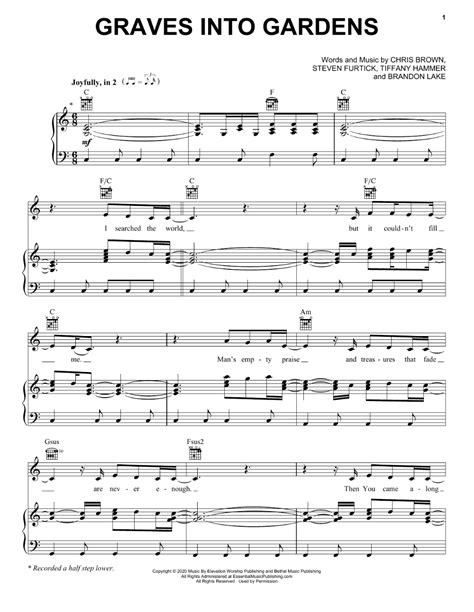 Download or print Elevation Worship Graves Into Gardens Sheet Music for Piano, Vocal & Guitar ...