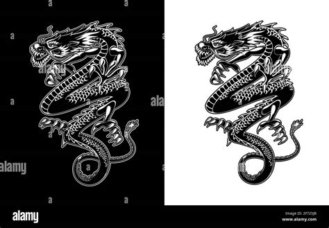 Chinese dragon tattoo or Lunar New Year symbol Stock Vector Image & Art ...