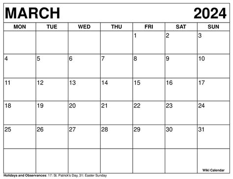 March 2024 Calendar Printable Free Wiki - Gena Pegeen