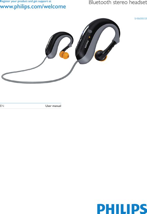 Philips Consumer Lifestyle SHB6000 Bluetooth Stereo Headset User Manual