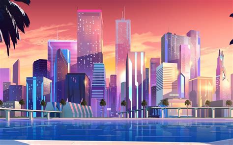 Aesthetic Vaporwave City Wallpapers on WallpaperDog