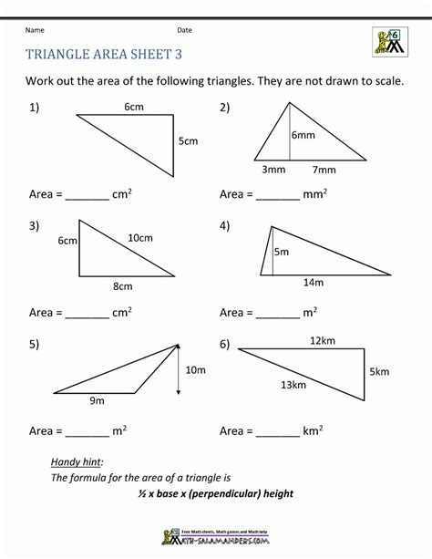 Area Of A Triangle Worksheet — db-excel.com