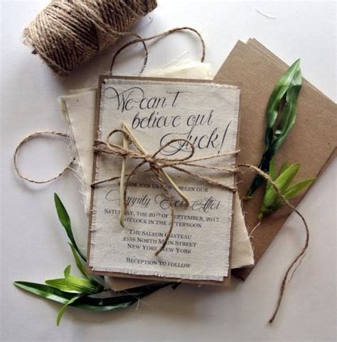 Rustic Wedding Invitation, Lucky Wishbone Wedding Invitation Ideas Burlap Wedding Invitations ...