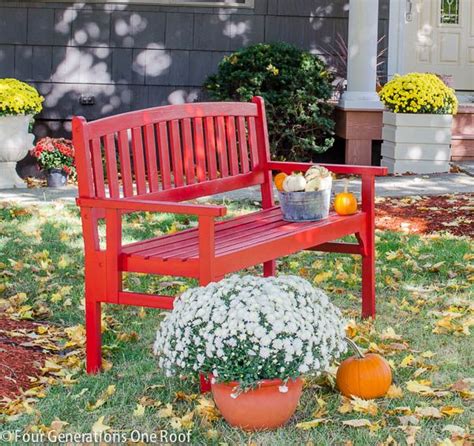 DIY Fall Curb Appeal Paint Project: How to paint a red bench {before & after} with a paint ...