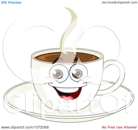 Clipart Happy Coffee Cup Character On A Saucer - Royalty Free Vector Illustration by yayayoyo ...