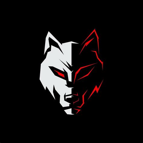 simple wolf logo gaming eyes sharp white and red vector 15733775 Vector Art at Vecteezy