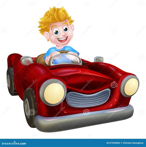 Cartoon Boy Driving Car stock vector. Illustration of drive - 67944462