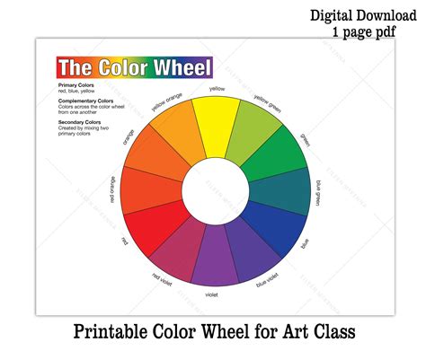 Printable Color Wheel Kids Art Class Teaching Asset Digital - Etsy UK