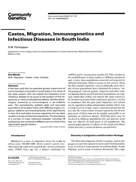 2002 Castes, Migration, Immunogenetics and Infectious Diseases | PDF