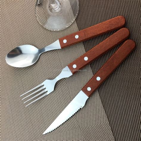 Stainless Steel Steak Knife And Fork Set,Wooden Handle Knife Fork ...