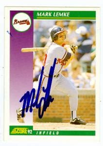 Mark Lemke autographed Baseball Card (Atlanta Braves) 1992 Score #386