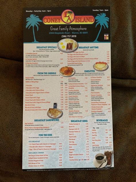 Menu at La Coney Island Restaurant, Warren, Dequindre Rd