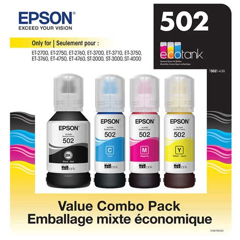 Epson T502 EcoTank Ink Bottles BK/C/Y/M Value Pack - Citywide Shop