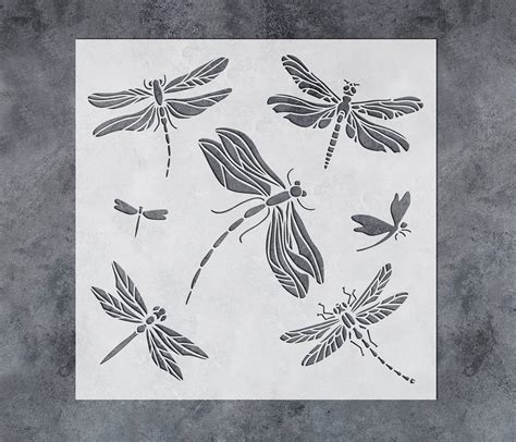 Buy GSS Designs Dragonfly Stencil - Insect Bugs Stencil - Reusable Mylar Stencil for Painting ...