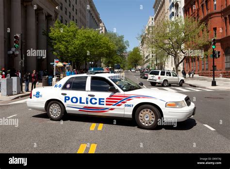 Police car blocking street traffic - Washington, DC USA Stock Photo - Alamy