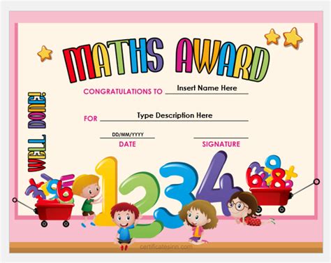 Math Certificate Templates For Kids