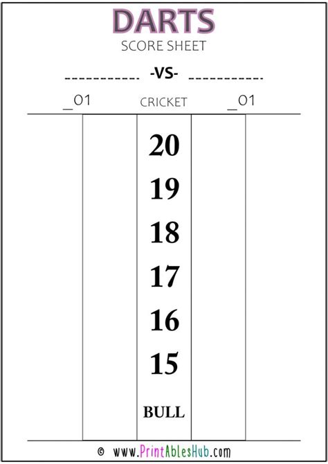 Printable Dart Score Sheets