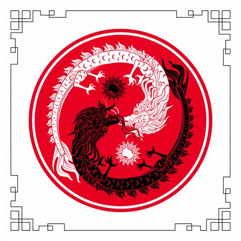 Happy Chinese New Year. Dragon yin and yang on white background for ...