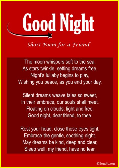 10 Short & Funny Good Night Poems For Friend - EngDic