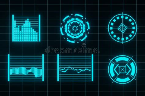 Abstract Sci-Fi Futuristic Hologram HUD GUI 3D Background Stock Illustration - Illustration of ...