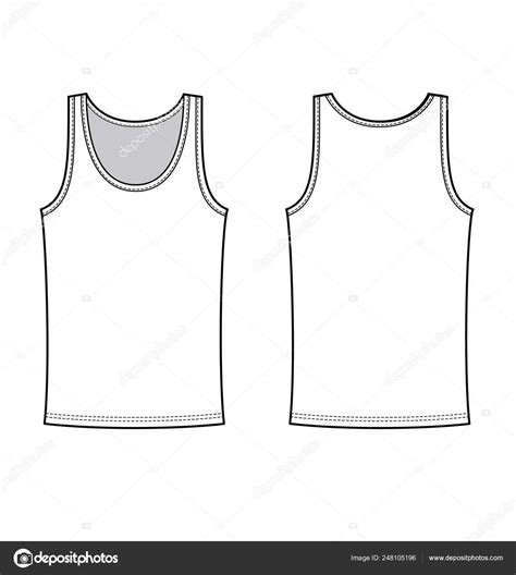 Sleeveless Tank Top Fashion Flat Technical Drawing Template Stock Vector Image by ©haydenkoo ...