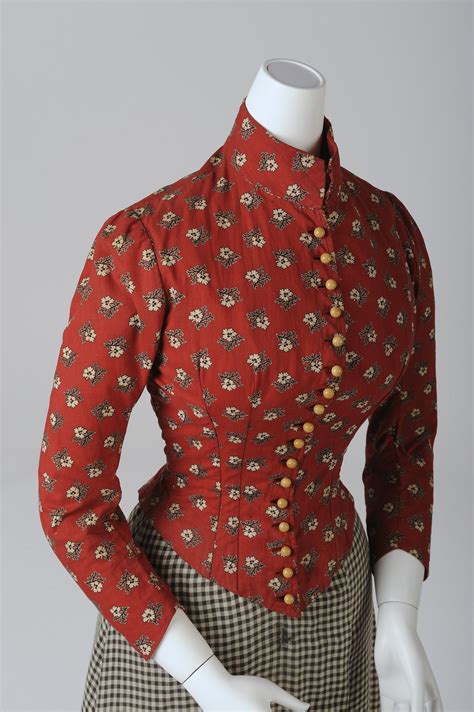 * Simple Day Dress for Women, around 1890 The colourful, printed bodice and the checkered skirt ...