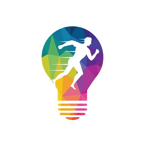 Creative Run Icon Logo Design. Bulb and running man vector logo design ...