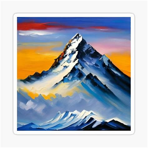 "Snowy mountain oil painting" Sticker for Sale by oilpbywill | Redbubble