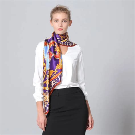 Fashion Printing Silk Scarf Female Large Size 110 * 110cm Square SILK Scarves 100% Real Silk ...