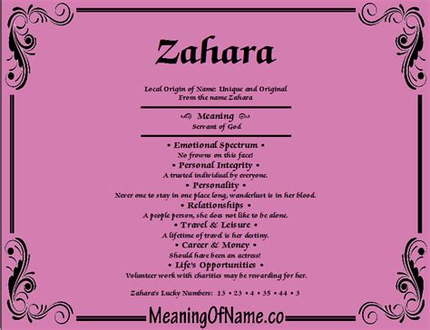 Zahara - Meaning of Name