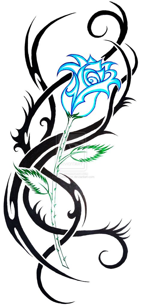 Blue Tribal Rose Tattoo Design 26 Beautiful Tribal Rose Tattoos ...