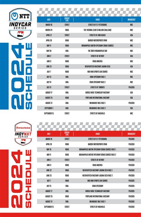 2024 INDYCAR and INDY NXT Schedule poster : r/INDYCAR