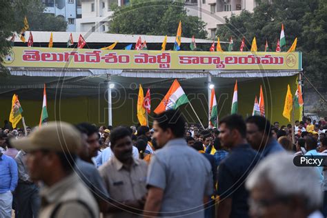 Image of Telugu Desam Party Office Name Banner / Party Falgs Of MAHAKUTAMI Telangana / TDP ...