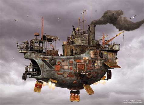 Airship concept Picture (3d, fantasy, junkyard, steampunk, airship) | Steampunk airship ...