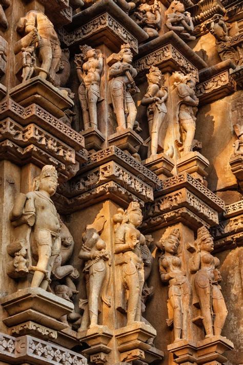 Famous Sculptures of Khajuraho Temples, India Stock Image - Image of ...