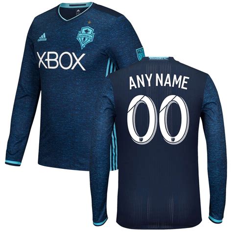 adidas Seattle Sounders FC Pacific Blue 2016/17 Authentic Third Custom Long Sleeve Jersey