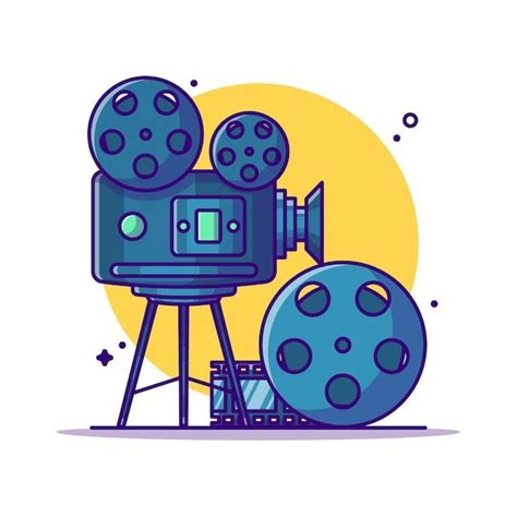 Premium Vector | Camera and film roll cartoon illustration. cinema icon concept white isolated ...