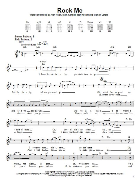 Great White "Rock Me" Sheet Music Notes | Download Printable PDF Score 21742