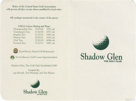 Shadow Glen Golf Club - Course Profile | Course Database