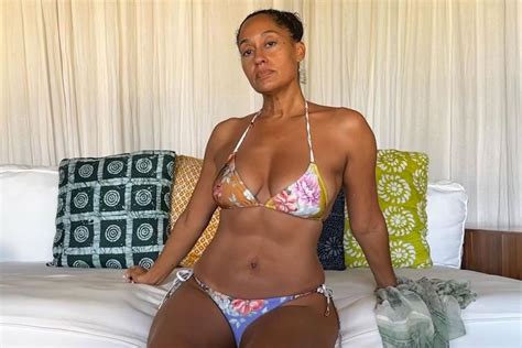 Traces Ellis Ross Rocks Floral Bikini in Makeup-Free Photo