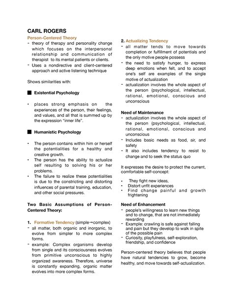 CARL Rogers - CARL ROGERS Person-Centered Theory theory of therapy and personality change which ...