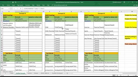 systematic literature review excel template